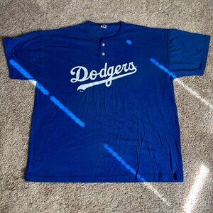 Russell Athletic Shirt Men's XXL Blue LA Dodgers Cotton Blend Henley Sporty NWOT